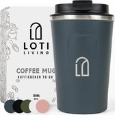 Loti Living Coffee cup To Go - Tasse thermos - Tasse à café en déplacement - Tasse à thé - Mug de voyage - 380ml - Blauw