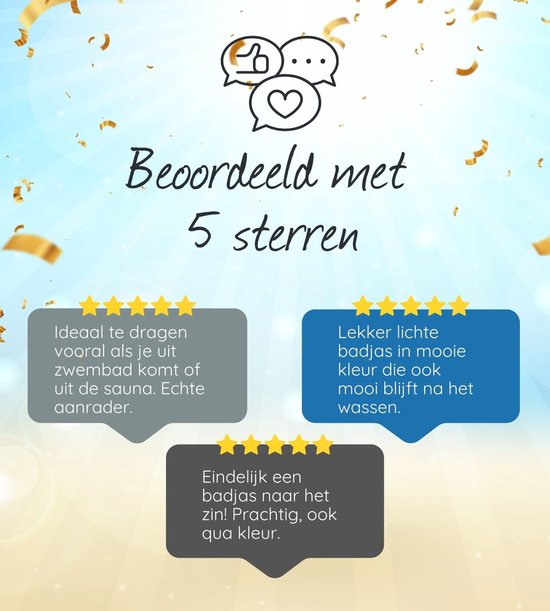 Bericht met 5 sterren beoordeling en tekst over de badjas.