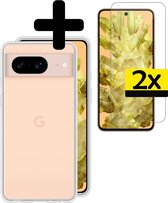 Coque arrière en Siliconen Google Pixel 8 avec 2x protecteur d'écran - Coque Google Pixel 8 - Transparente