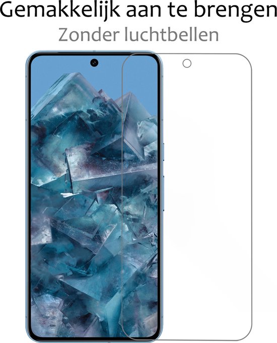 Screenprotector wordt gemakkelijk aangebracht zonder luchtbellen op een Google Pixel 8 Pro.