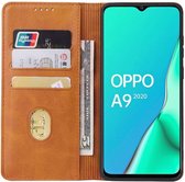 Smartphonica Oppo A9 2020 leren hoesje met magnetische sluiting en pashouders book case – Bruin / Kunstleer / Book Case geschikt voor OPPO A9 (2020)