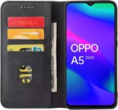 Smartphonica Oppo A5 2020 kunstleren hoesje met magnetische sluiting en pashouders book case - zwart / Kunstleer / Book Case geschikt voor OPPO A5 (2020)