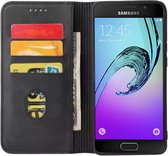 Smartphonica Samsung Galaxy A3 2016 kunstleren hoesje met magnetische sluiting en pashouders book case - zwart / Kunstleer / Book Case geschikt voor Samsung Galaxy A3 (2016)