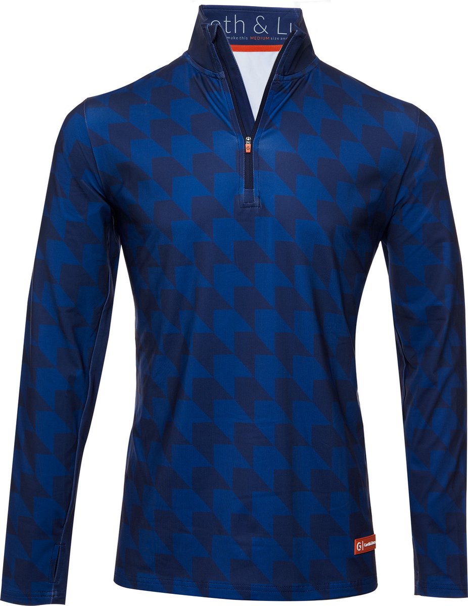 Gareth & Lucas Skipully The Thirty-Three Heren 100% Gerecycled Polyester Midlayer Sportshirt Wintersport Blauw