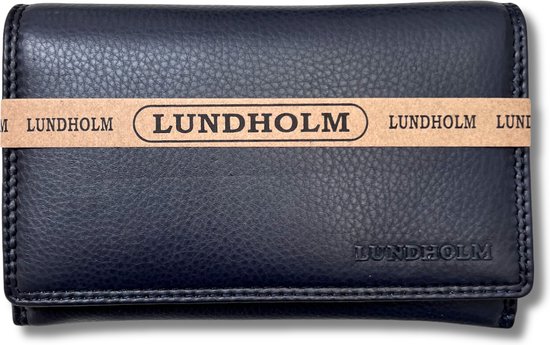 Lundholm portefeuille dames cuir bleu foncé - portefeuille de ménage de taille compacte femmes cadeaux pointe - série Lundholm Helsingborg | Design scandinave