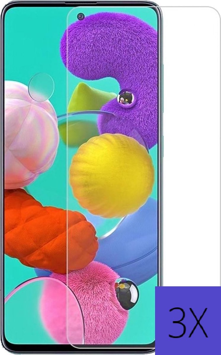 Screenprotector Samsung Galaxy A51 Screenprotector- Tempered Glass - Beschermglas - 3X