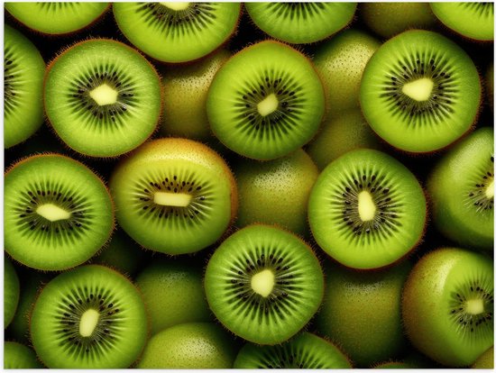 Poster Glanzend – Eten - Fruit - Kiwi - Groen - 40x30 cm Foto op Posterpapier met Glanzende Afwerking