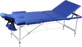 The Living Store inklapbare massage tafel - 3 zone - aluminium frame - 186x68 cm - blauw - draagtas - 150 kg