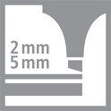 Logo met indicatie van 2mm en 5mm puntbreedtes voor STABILO stiften.