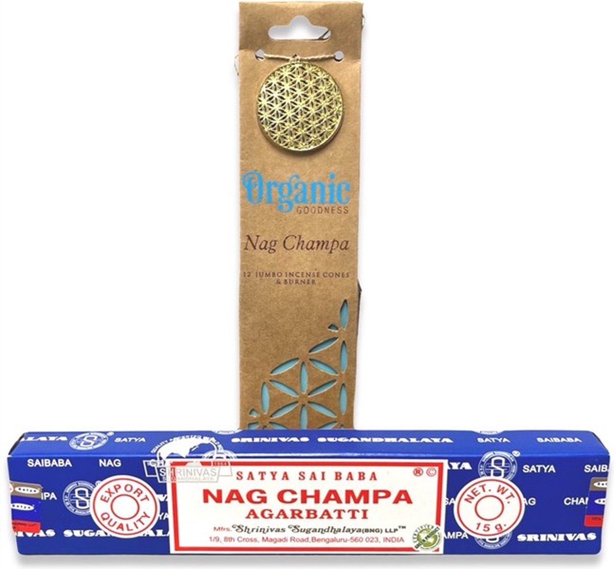 Nag Champa cadeau set - Wierook stokjes - Wierook kegeltjes - Wierook cadeau set - Wierook nag champa - Wierook Satya