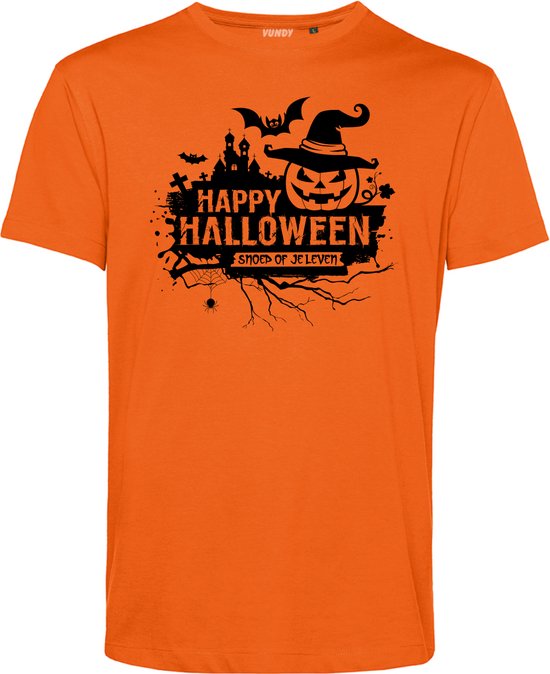 T-shirt kind Snoep of je leven | Halloween Kostuum Voor Kinderen | Halloween | Foute Party | Oranje | maat 152