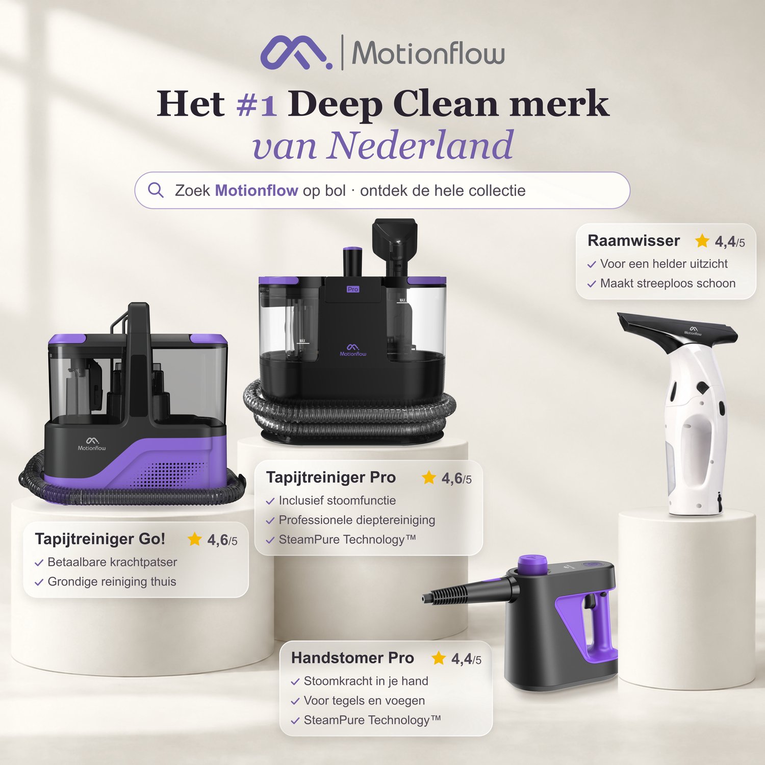Motionflow 16-in-1 Stoomreiniger - Handstomer & Handstoomreiniger voor Vloer, Bank, Badkamer & Tapijt - Elektrische Dweil - Stoomdweil - Stoommop - Tapijtreiniger & Vlekkenreiniger met Stoomfunctie - 120°C in 20 Sec - 16 Opzetstukken - Steam Cleaner – foto 6