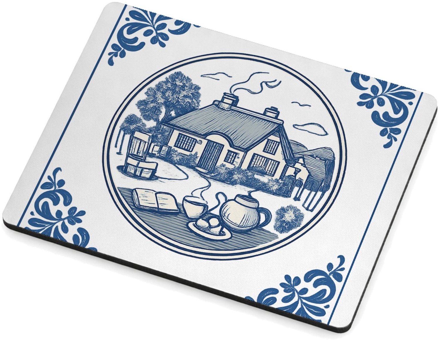 Mr Cadeautjes MDF magnetische fotolijst 9 x 7 - design Rond kader met botanische hoekdecoraties en een warme woonte | cadeau Wit
