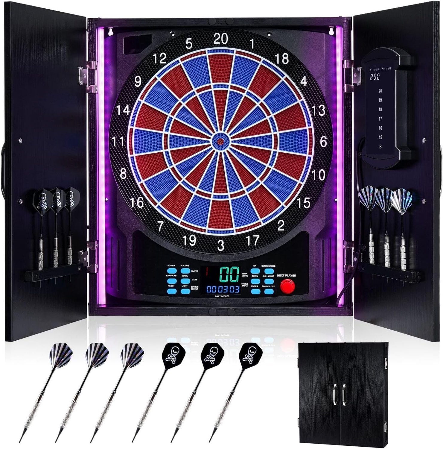 Elektronisch Dartbord - Zwart - Decoratieve Set met Verlichte Kleuren - Voor Volwassenen en Spelers
