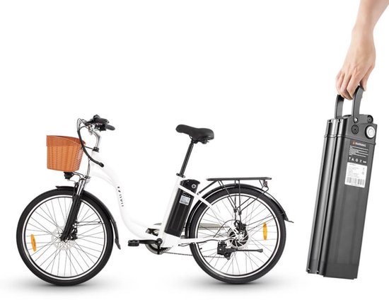 Elektrische fiets - DYU C6 - met tracker - E bike - 26 inch banden - 250W motor - Zwart - 25km/h - electric bike — afbeelding 2