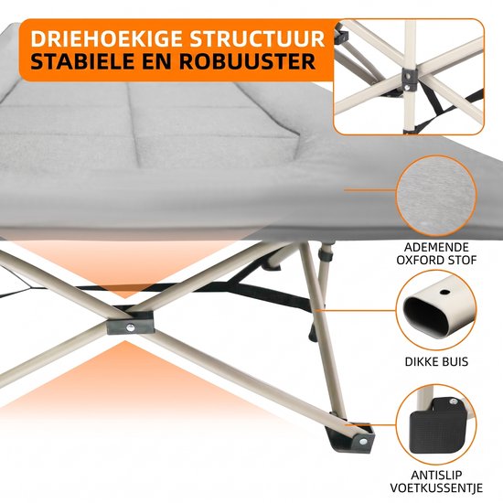 Opvouwbaar veldbed voor volwassenen – Met matras en kussen – Draagbaar – Draagvermogen tot 227 kg – Voor kamperen, reizen en kantoor — afbeelding 2