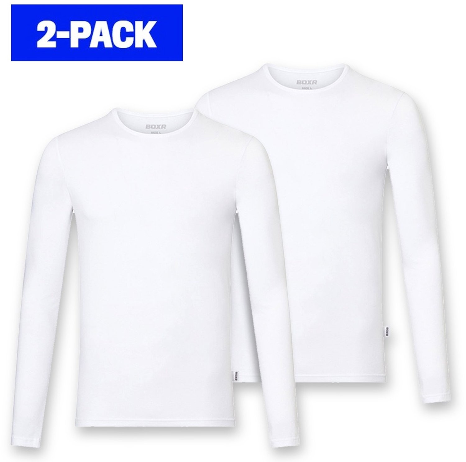 BOXR Underwear - Bamboe Longsleeve T-Shirt Heren - Ronde hals - Wit - S - Zijdezacht - Thermo Control - Lange Mouwen Ondershirt Heren - 2-Pack