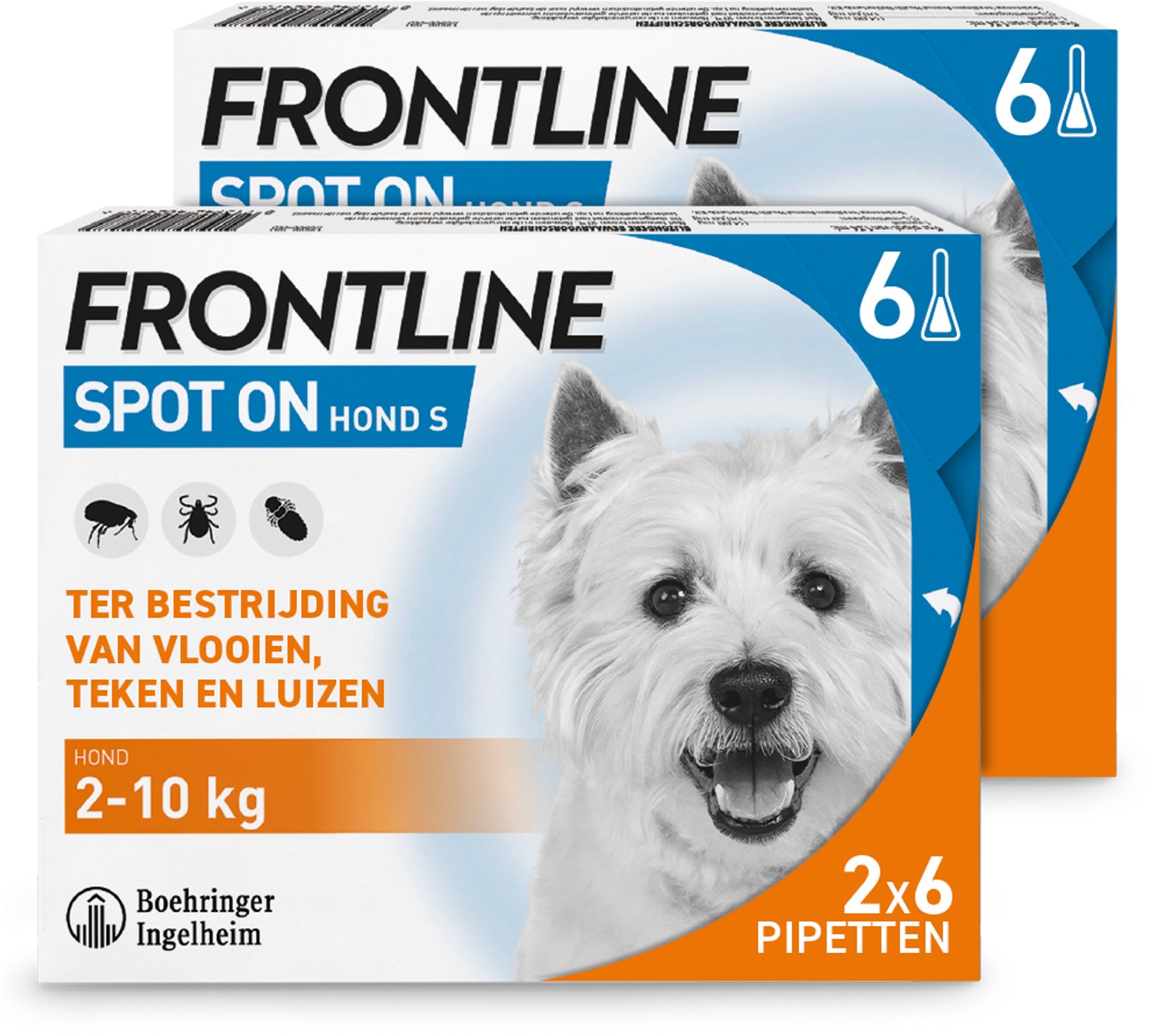 Frontline Spot-On Hond 2-10Kg - Anti vlooien- en tekenmiddel - Vlooiendruppels - 2 x 6 pipetten