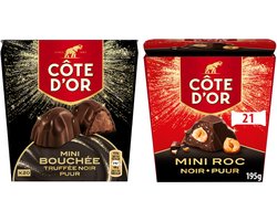 Côte d'Or Sélection kerstpakket 353g - 41 chocolaatjes - Mini Bouchée Puur & Mini Roc Puur - pure chocolade met truffelvulling & hazelnoten - chocoladecadeau