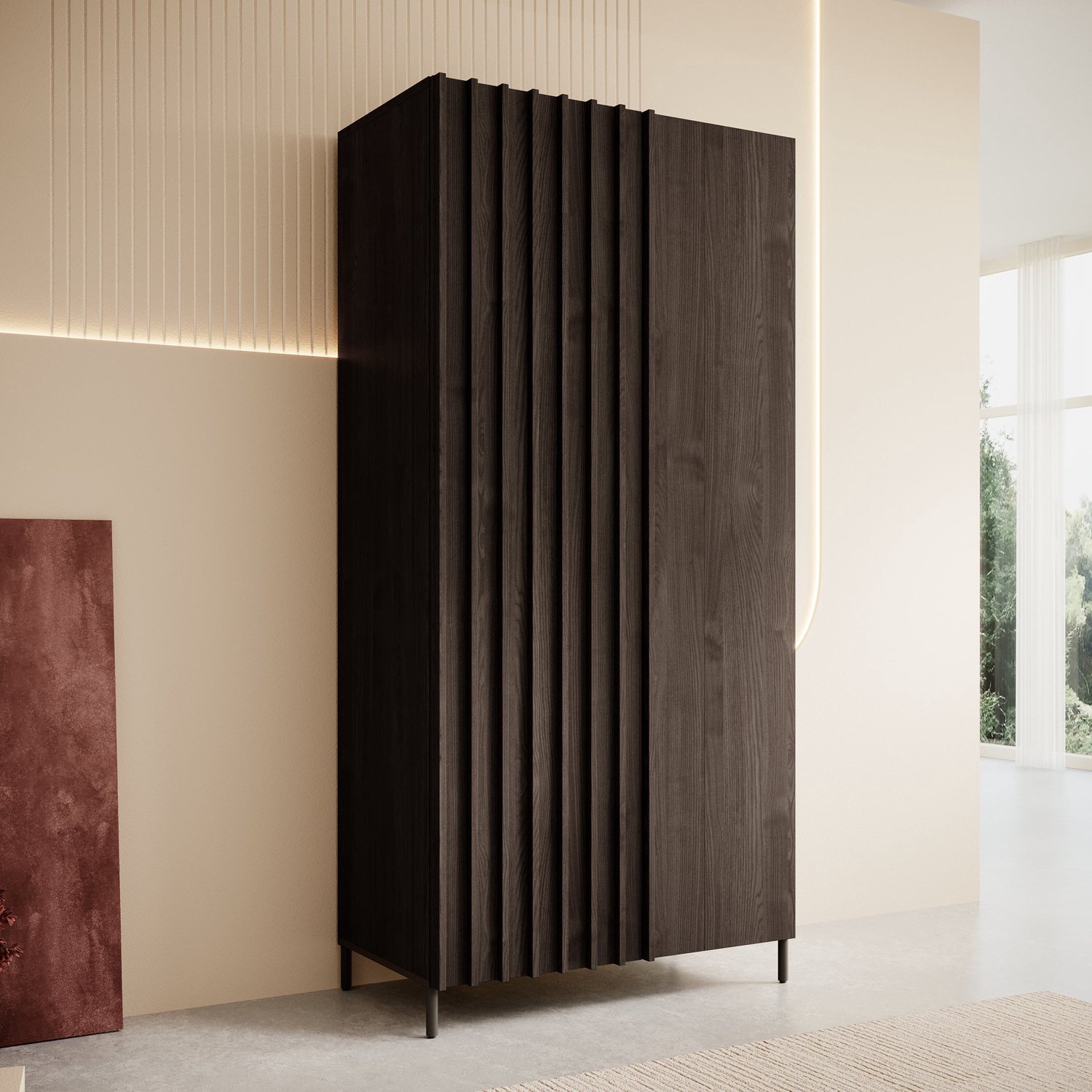 MEUBELLA Kledingkast Paz - Donkerbruin eiken - 92 cm