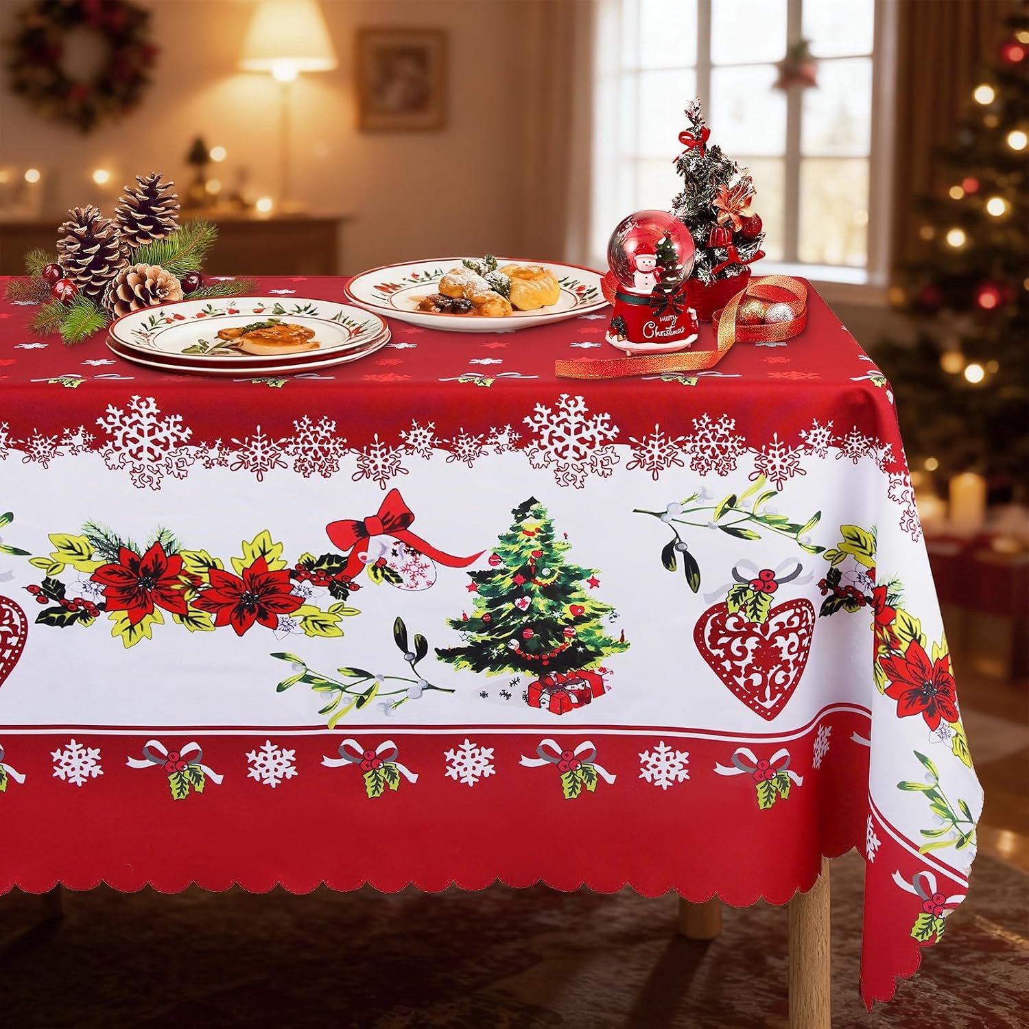 kerst tafelkleed -kerst placemats - kerstplacemat - tafellamp-tafelzeil - tafelloper - kerstservies - kerst - placemats - voor eettafel keuken tafeldecoratie accessoires - 150*220CM