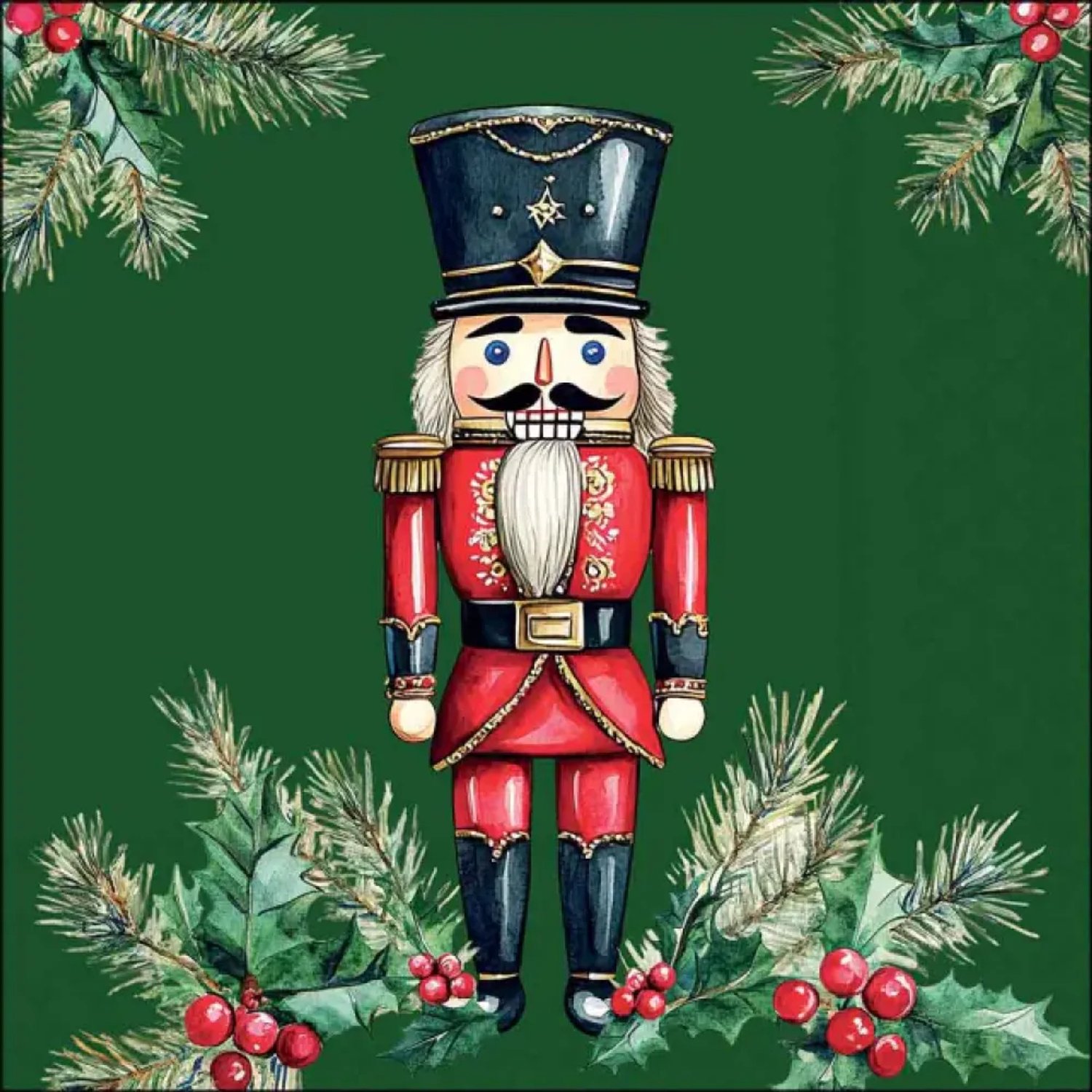 Servetten "Wooden nutcracker green" 33x33 cm