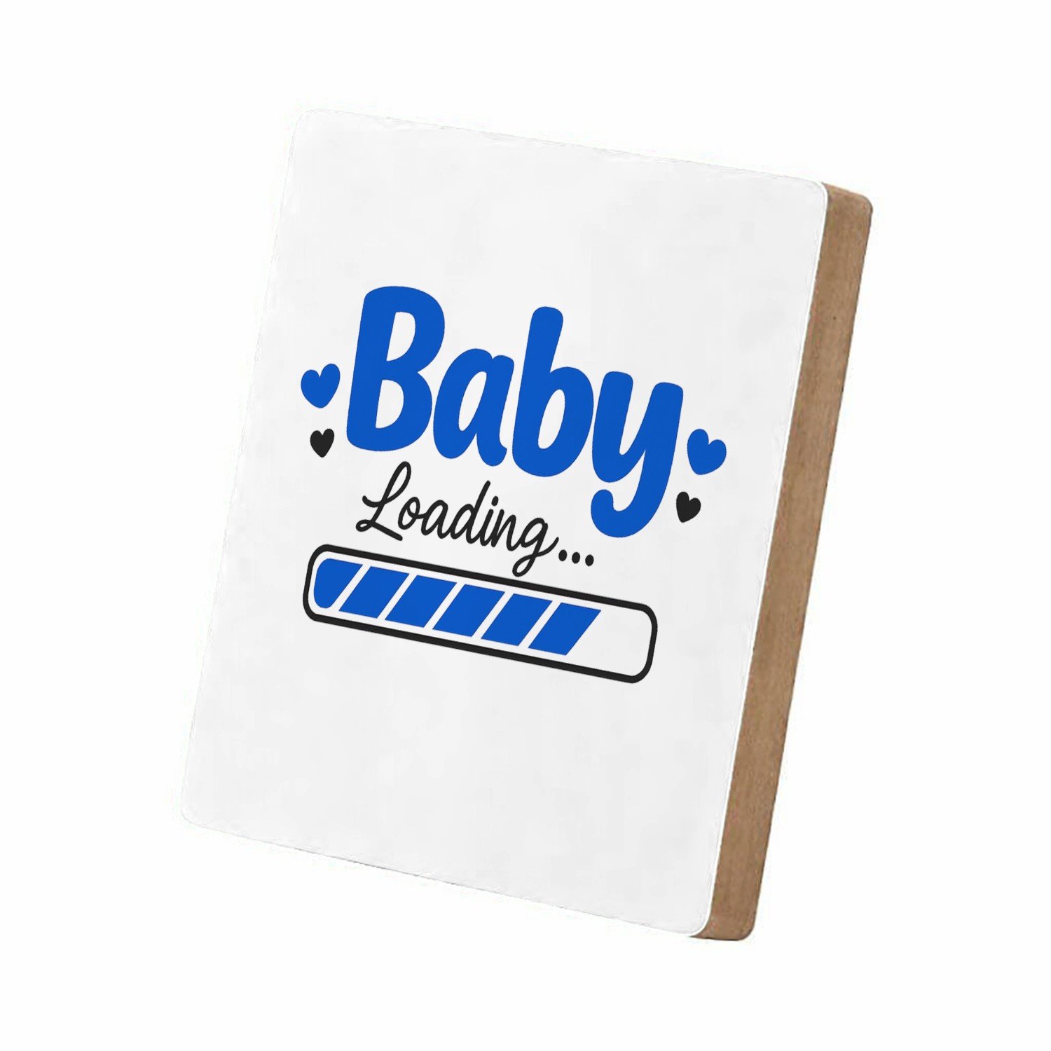 Mr Cadeautjes MDF staande fotolijst 15,2 x 15,2 - design Speelse typografische zwangerschapsaankondiging met een ande | cadeau Wit