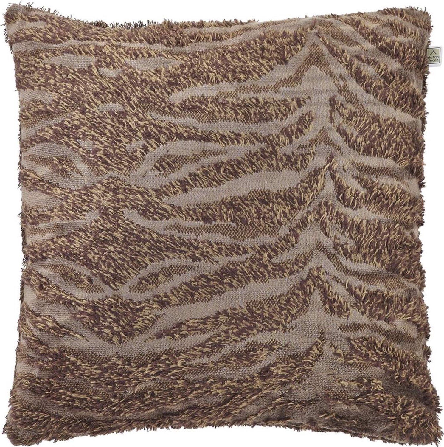 Dutch Decor Kussenhoes HAIRY - 43x43 cm - bruin - dierenprint - met rits - zonder binnenkussen