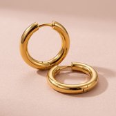 Lundholm Oorringen Dames Goudkleurig 18 mm – Klassieke Ronde Hoops met Klapsluiting – Premium Stainless Steel Gold Plated – Waterproof & Hypoallergeen – Cadeau voor Haar