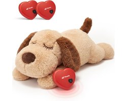 Woefie Hondenknuffel met Hartslag - Puppyknuffel - Voor Puppy's - Met 2 Hartjes - Bruin