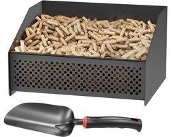 Pelletkorf voor Open Haard/Kachel - Zwart - 30 x 25 x 17 cm - Duurzaam Staal - Voor Binnen en Buiten