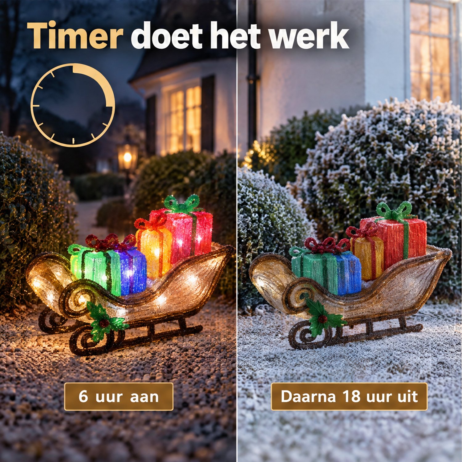 Levano Kerstverlichting Buiten Figuren - Arreslee met 40 LED - Kerstlampjes - Kerstdecoratie voor Binnen - Kerstversiering Buiten - Kerstfiguren - Kerstslee - Sfeerverlichting - Kerstfiguur met Licht - Kerstdecoratie Tuin - Timer - IP44 – foto 5
