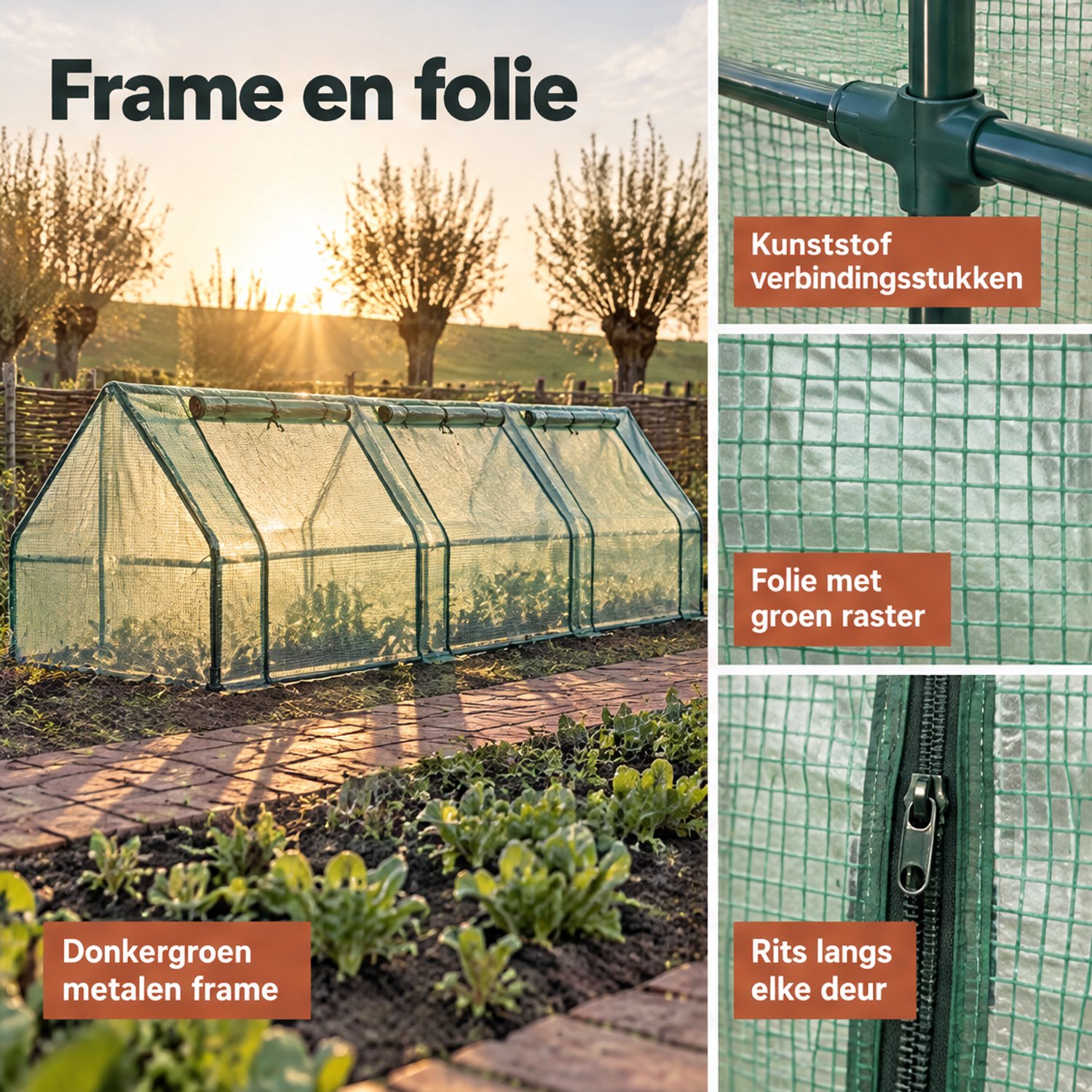 Levano Kweekkas 270 cm met 3 Deuren - Tuinkas - Serre - Broeikas - Plantenkas - Mini Serre - Mini Kas - Tuinserre - Kweekkastje in Tuin - Foliekas - Moestuin Kas - Kweekkasten voor Buiten - Tuinserre Plastiek - Groenten Kweken - Kweekkas Tuin – foto 5