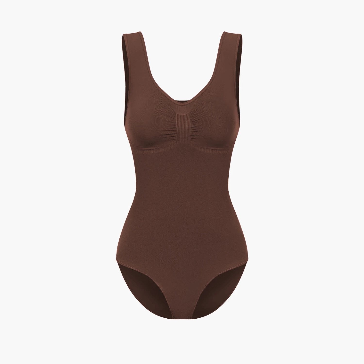 cfab Tanktop bodysuit met corrigerende shapewear en slipje - Bruin - M - Corrigerende Body - Naadlos - corrigerend ondergoed dames