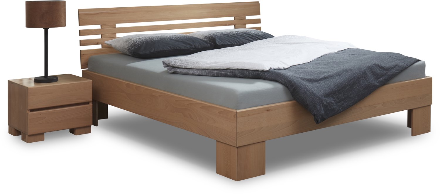 Bed Box Wonen Massief eiken houten bed Sozopol Premium 180x210 cm Natuur geolied