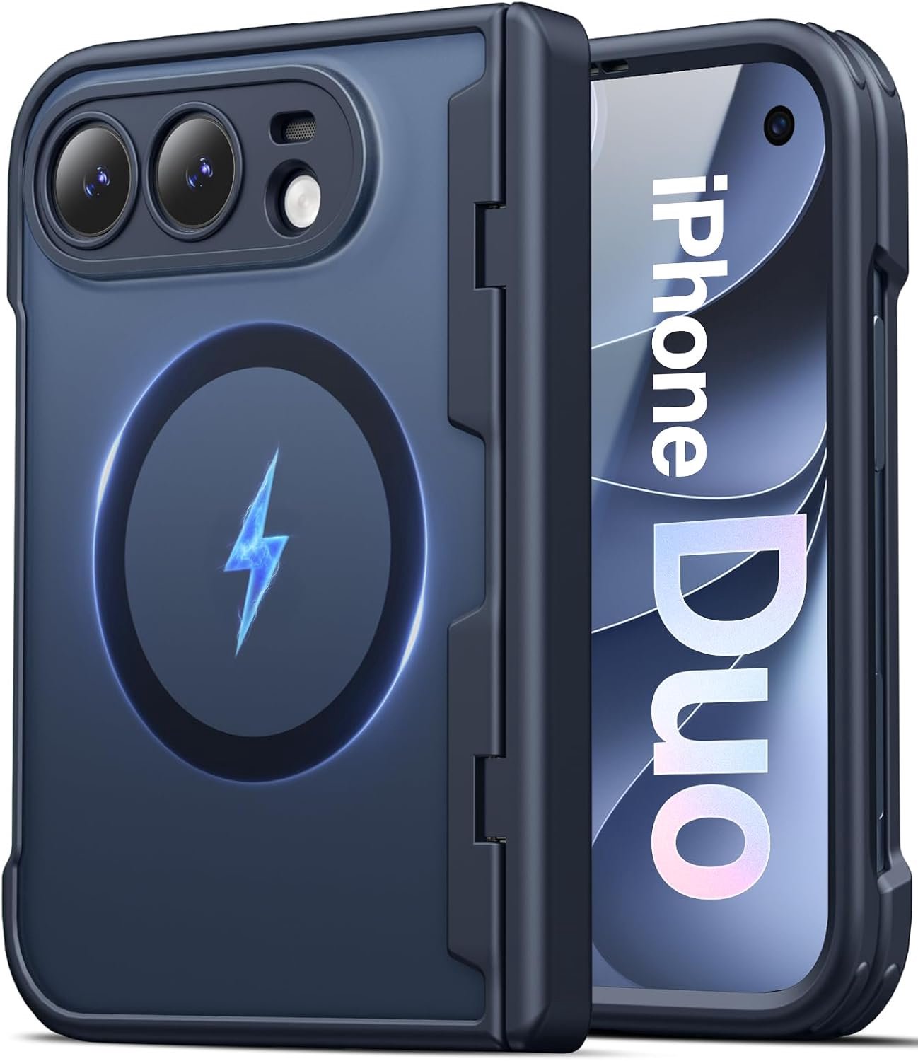 Zandarix Hoesje Geschikt voor Apple iPhone Duo - Back Cover Hoesje - Geschikt voor Mag - Scharnierbescherming - Camerabescherming - Militair Antischok - Zwart
