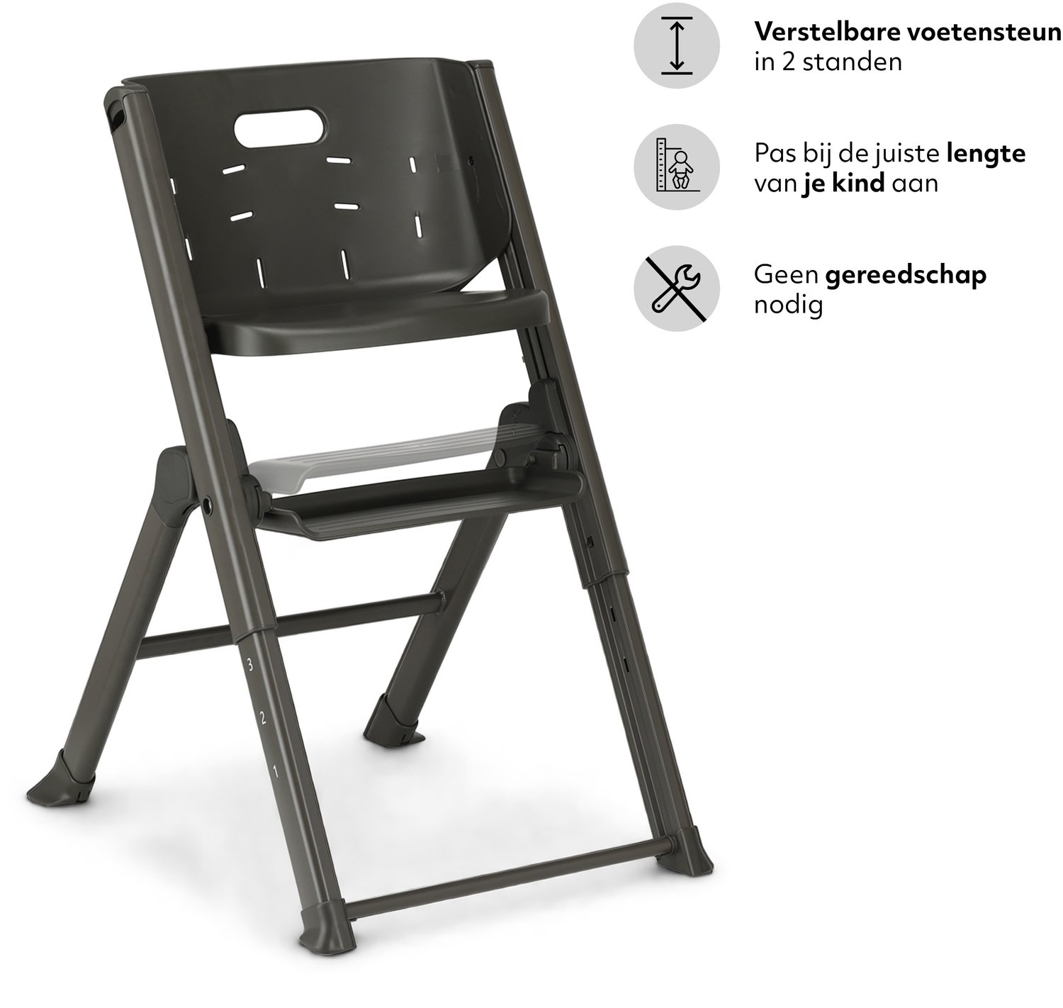 Mooiys Nomi Kinderstoel - Opvouwbaar - Verstelbaar - Zwart – foto 3