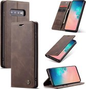 Zacht vintage hoesje / case met 2 kaarthouders en geldsleuf geschikt voor Samsung Galaxy S10 bruin