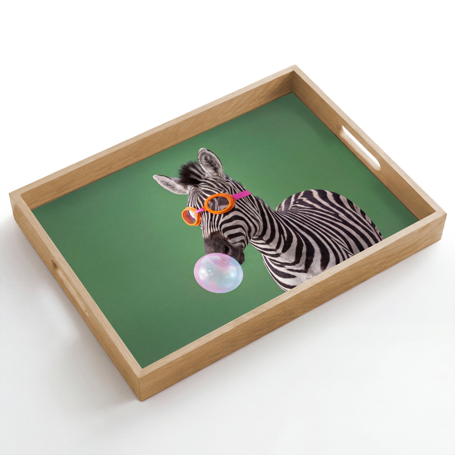 Dienblad hout 50x35 cm - Schootdienblad - Dier - Bril - Bel - Modern - Groen - Borrelplank rechthoek - Plateau dienbladen