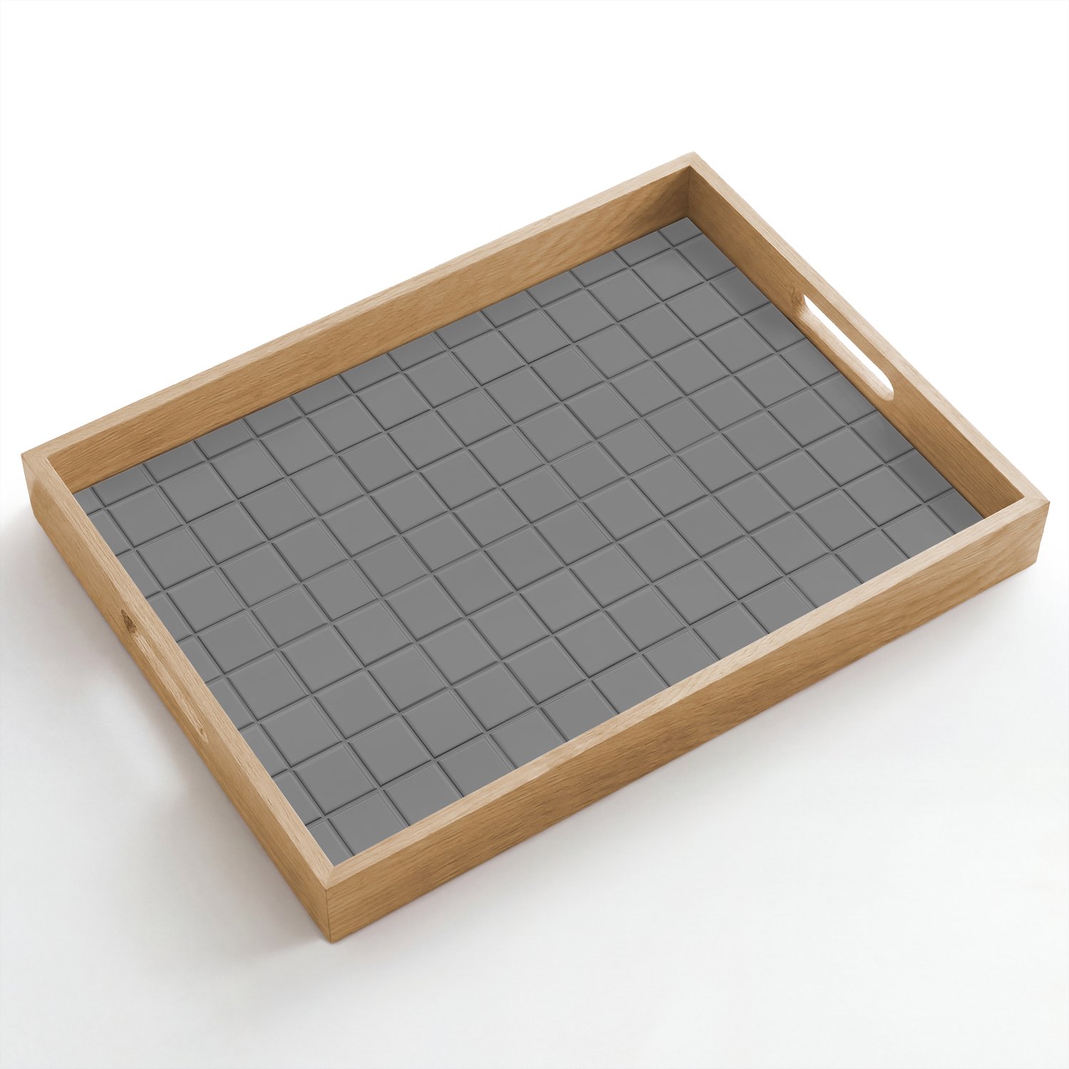 Dienblad hout 50x35 cm - Schootdienblad - Modern - Patroon - Grijs - Borrelplank rechthoek - Plateau dienbladen