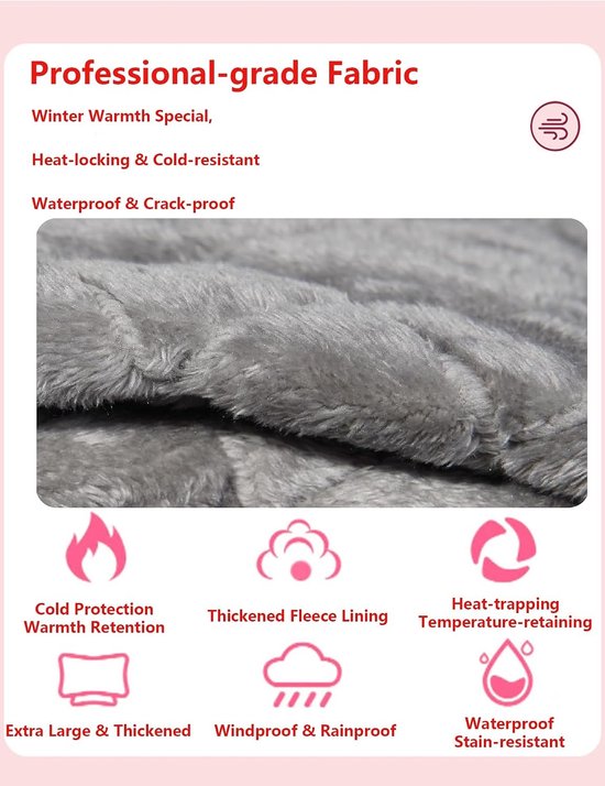 Winterdeken voor Rolstoel - Zwart - 100 x 70 cm - Dikke en Waterdichte Voetenzak voor Volwassenen — afbeelding 5