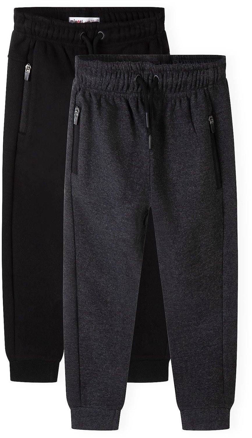 Minoti joggingbroek jongens ritszakken - zwart en antraciet - 2-pack