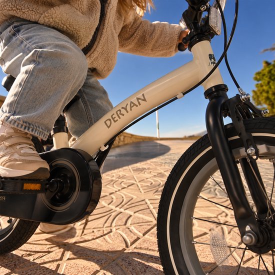 Deryan Luxe Kinderfiets 14 inch - 3 in 1 - Loopfiets - Sand — afbeelding 4