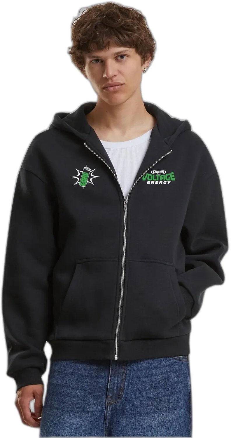 Hooded sweatshirt met rits Mister Tee Liquid Voltage Zwart