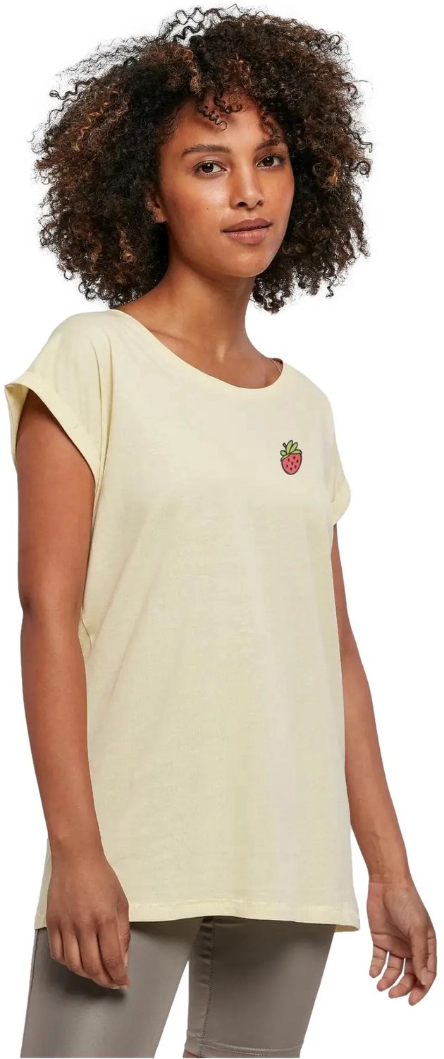 T-shirt dames Urban Classics Strawberry Shoulder Zachtgeel