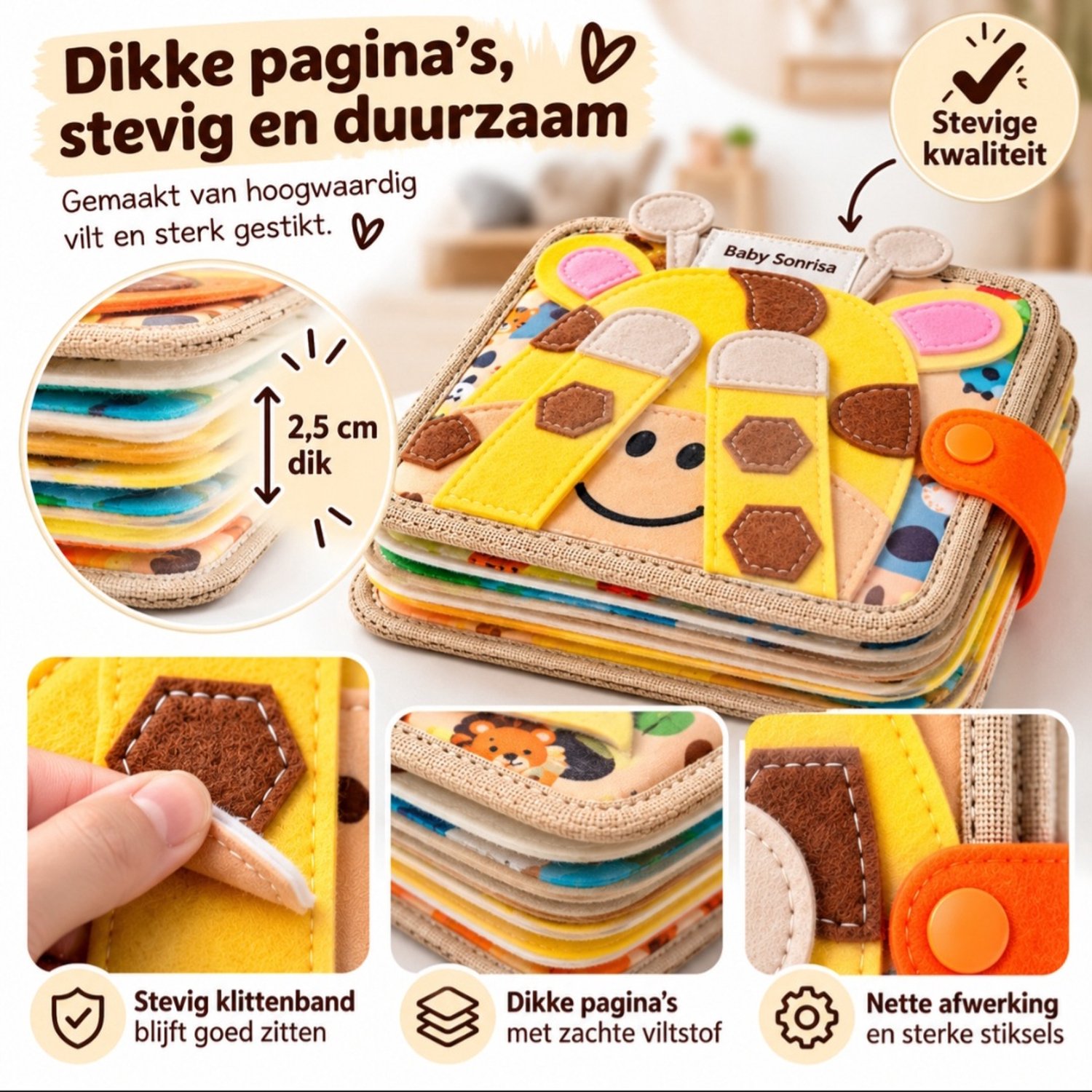 Montessori Activiteitenboek voor Peuters – Educatief Busy Board – Speelgoed - 1-4 Jaar – Motoriek & Ontwikkeling - Giraffe thumbnail 6