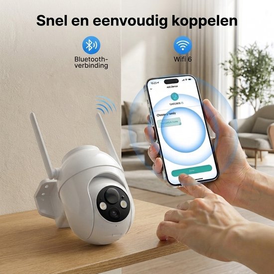 Konsoefuly DG201 Buiten Beveiligingscamera - 2K QHD(4MP) PTZ Solar Wifi Camera met Batterij - Kleurennachtzicht - IP66 Weerbestendig - 5200mAh Batterij - Beveiligingscamera Met WiFi en App — afbeelding 4