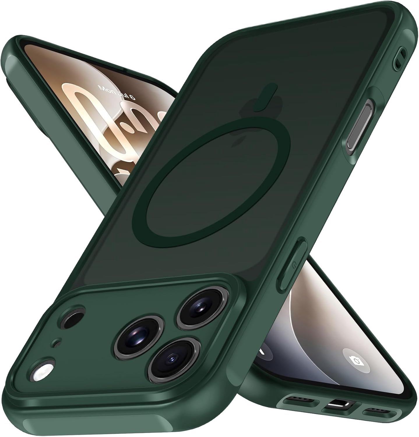 Zandarix Hoesje Geschikt voor Apple iPhone 18 Pro - Back Cover Hoesje - Matte Siliconen - Geschikt voor Mag - Militaire Valbescherming - Donkergroen