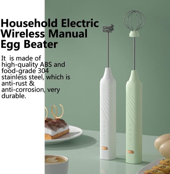 Elektrische garde, mini elektrische handmixer, voedselverzameling cakemixer, draagbare kleine blenders met 3 snelheden, roestvrijstalen deeggarde kneders voor keuken, bakken, koken (wit) — afbeelding 5