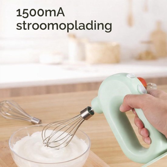 Draadloze Handmixer Elektrische Mini USB -oplaad 1500 MAh Egg Beater 4 Verstelbare Mini -Handmixer, en Draagbaar met Ronde Handgreep voor Comfortabel Gebruik (GREEN) — afbeelding 4